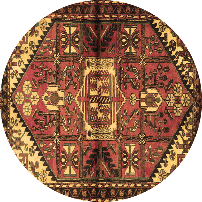 Round Persian Brown Traditional Rug, tr3077brn