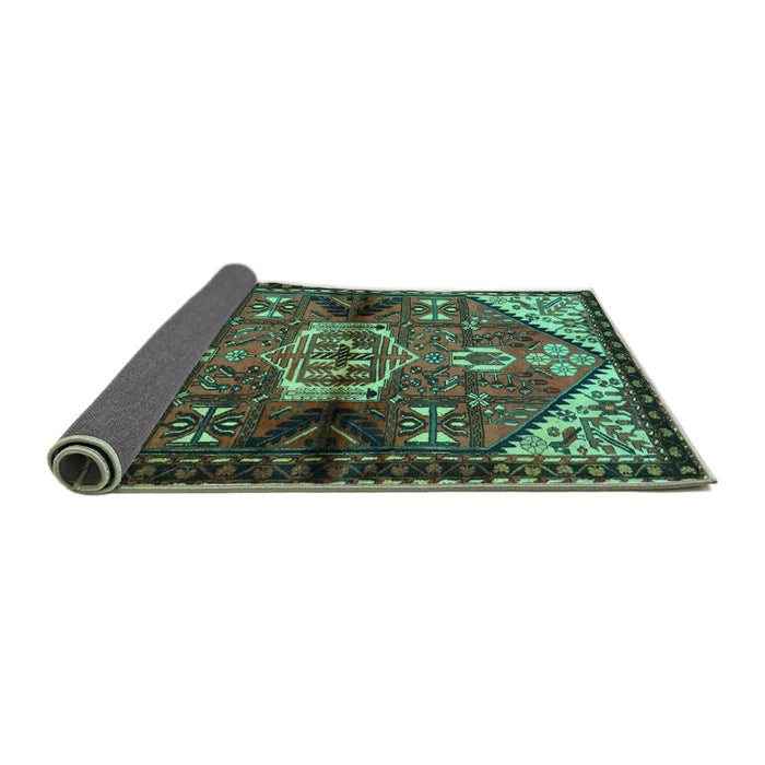 Sideview of Persian Turquoise Traditional Rug, tr3077turq