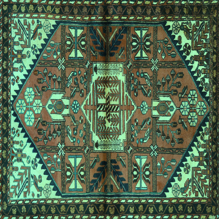 Square Machine Washable Persian Turquoise Traditional Area Rugs, wshtr3077turq