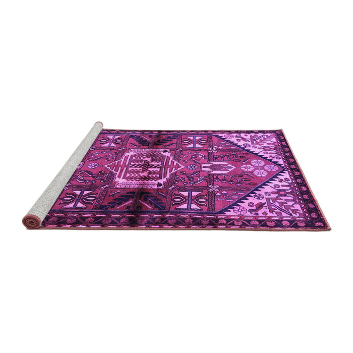 Sideview of Machine Washable Persian Purple Traditional Area Rugs, wshtr3077pur