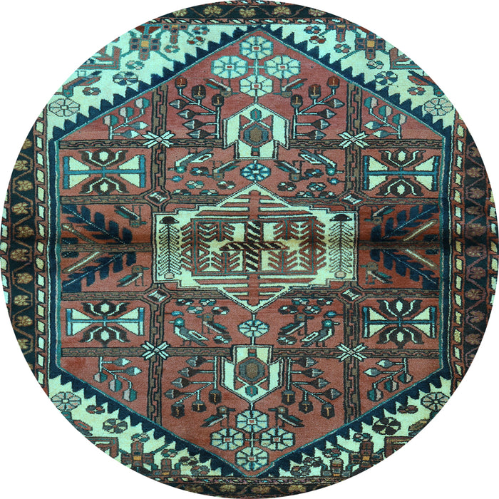 Round Machine Washable Persian Light Blue Traditional Rug, wshtr3077lblu