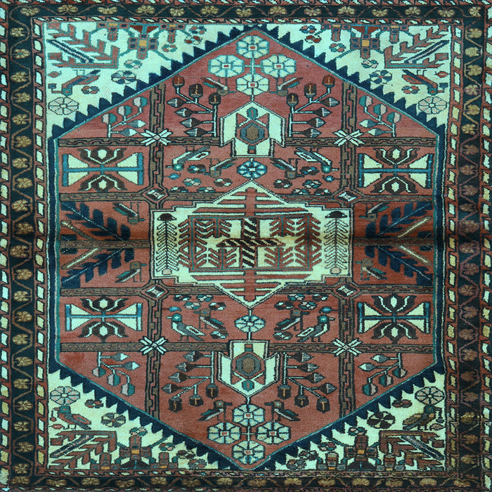 Square Machine Washable Persian Light Blue Traditional Rug, wshtr3077lblu