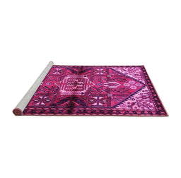Sideview of Machine Washable Persian Pink Traditional Rug, wshtr3077pnk