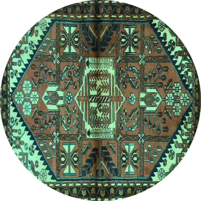 Round Persian Turquoise Traditional Rug, tr3077turq
