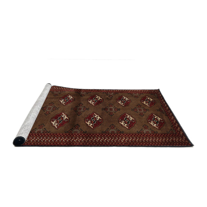 Sideview of Machine Washable Traditional Dark Sienna Brown Rug, wshtr3078