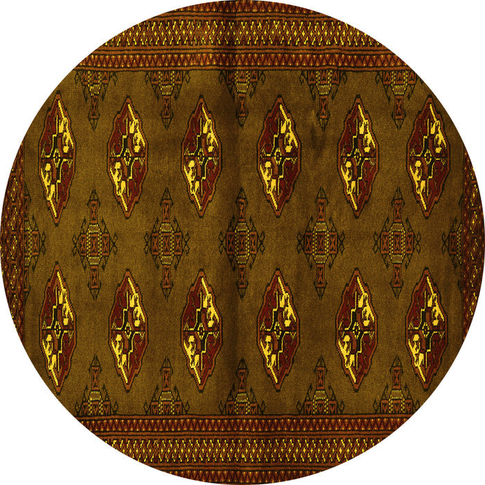 Round Persian Yellow Traditional Rug, tr3078yw