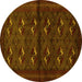 Round Persian Yellow Traditional Rug, tr3078yw