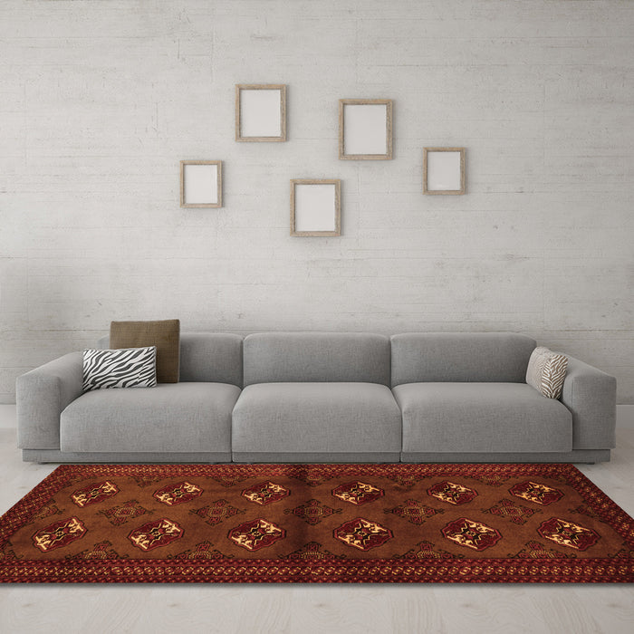 Machine Washable Persian Orange Traditional Area Rugs in a Living Room, wshtr3078org