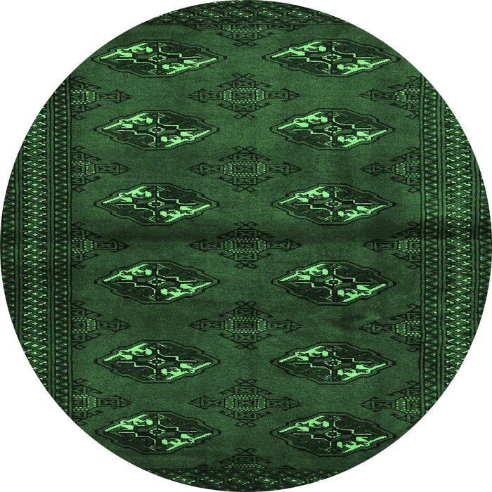 Round Machine Washable Persian Emerald Green Traditional Area Rugs, wshtr3078emgrn