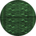 Round Machine Washable Persian Emerald Green Traditional Area Rugs, wshtr3078emgrn