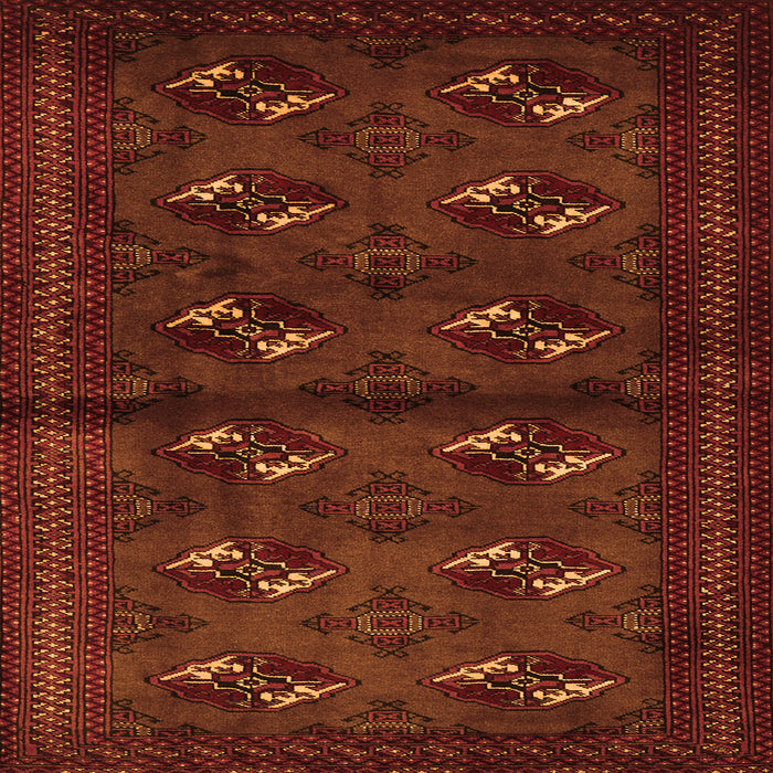 Round Machine Washable Persian Orange Traditional Area Rugs, wshtr3078org