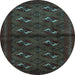 Round Persian Light Blue Traditional Rug, tr3078lblu