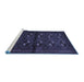 Sideview of Machine Washable Persian Blue Traditional Rug, wshtr3078blu