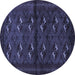 Round Machine Washable Persian Blue Traditional Rug, wshtr3078blu