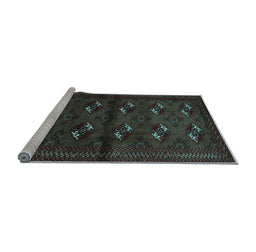 Sideview of Machine Washable Persian Light Blue Traditional Rug, wshtr3078lblu