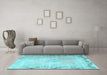 Machine Washable Persian Light Blue Traditional Rug in a Living Room, wshtr3079lblu