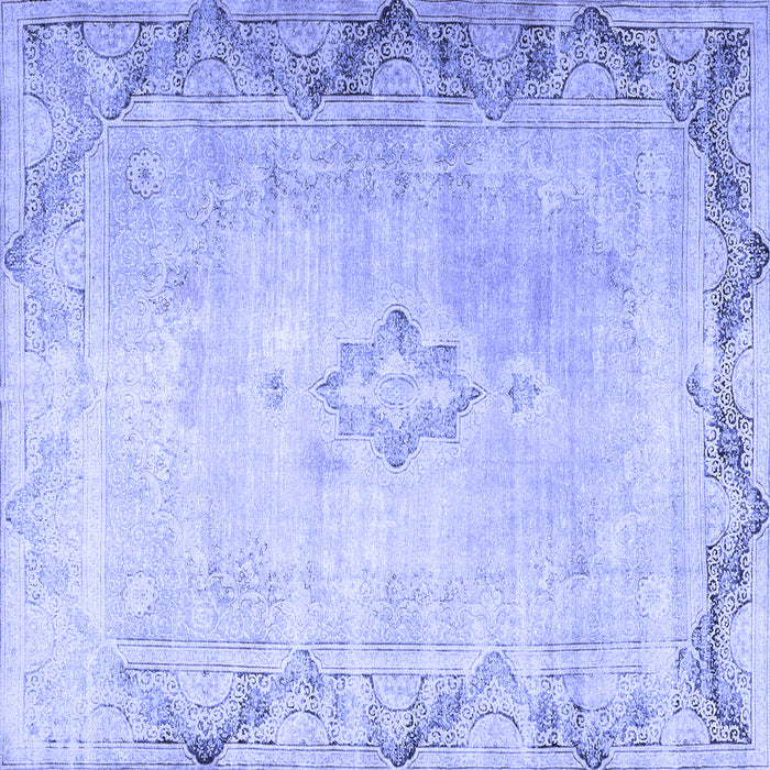 Square Machine Washable Persian Blue Traditional Rug, wshtr3079blu