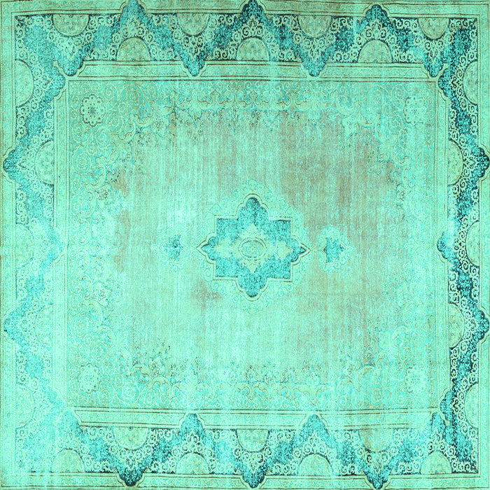 Square Machine Washable Persian Turquoise Traditional Area Rugs, wshtr3079turq