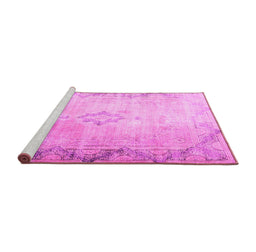 Sideview of Machine Washable Persian Pink Traditional Rug, wshtr3079pnk