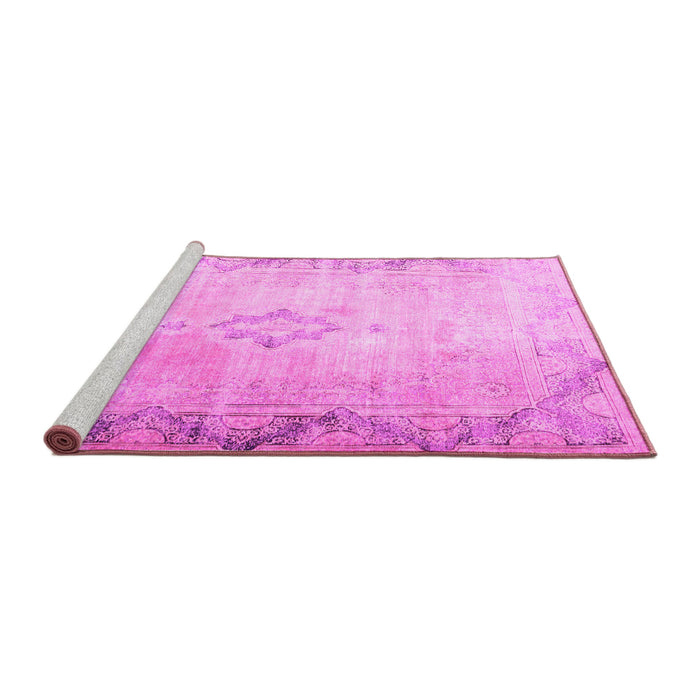 Sideview of Machine Washable Persian Pink Traditional Rug, wshtr3079pnk