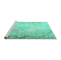 Sideview of Machine Washable Persian Turquoise Traditional Area Rugs, wshtr3079turq