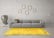 Machine Washable Persian Yellow Traditional Rug in a Living Room, wshtr3079yw