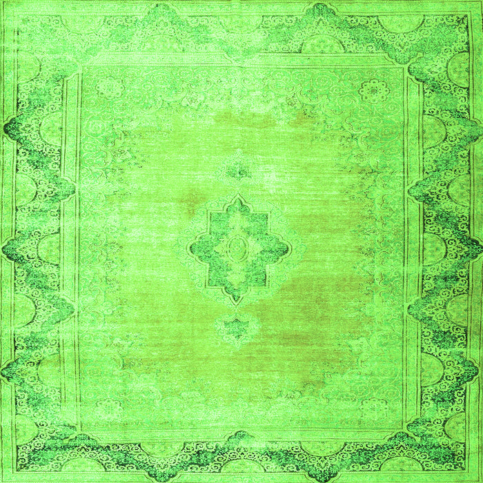 Round Machine Washable Persian Green Traditional Area Rugs, wshtr3079grn