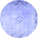 Round Persian Blue Traditional Rug, tr3079blu