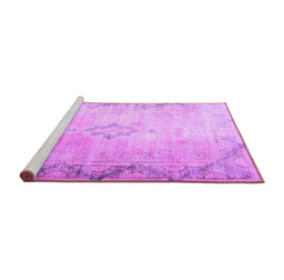 Sideview of Machine Washable Persian Purple Traditional Area Rugs, wshtr3079pur