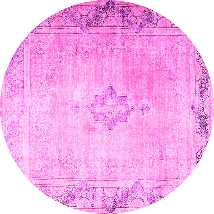 Round Machine Washable Persian Pink Traditional Rug, wshtr3079pnk