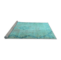 Sideview of Machine Washable Persian Light Blue Traditional Rug, wshtr3079lblu