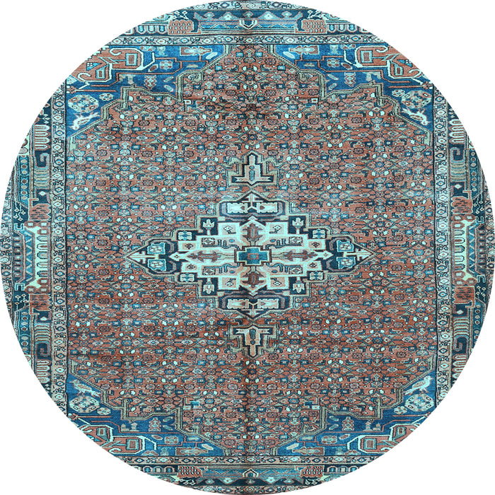 Round Machine Washable Persian Light Blue Traditional Rug, wshtr307lblu