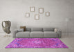 Machine Washable Persian Purple Traditional Area Rugs in a Living Room, wshtr307pur