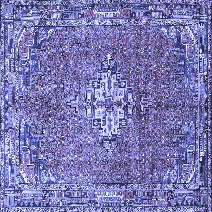 Square Machine Washable Persian Blue Traditional Rug, wshtr307blu