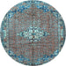 Round Persian Light Blue Traditional Rug, tr307lblu