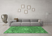 Machine Washable Persian Emerald Green Traditional Area Rugs in a Living Room,, wshtr307emgrn