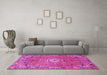 Machine Washable Persian Pink Traditional Rug in a Living Room, wshtr307pnk