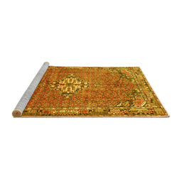Sideview of Machine Washable Persian Yellow Traditional Rug, wshtr307yw