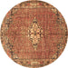 Round Machine Washable Persian Brown Traditional Rug, wshtr307brn