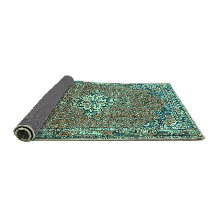 Sideview of Persian Turquoise Traditional Rug, tr307turq
