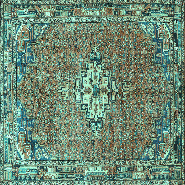 Square Machine Washable Persian Turquoise Traditional Area Rugs, wshtr307turq