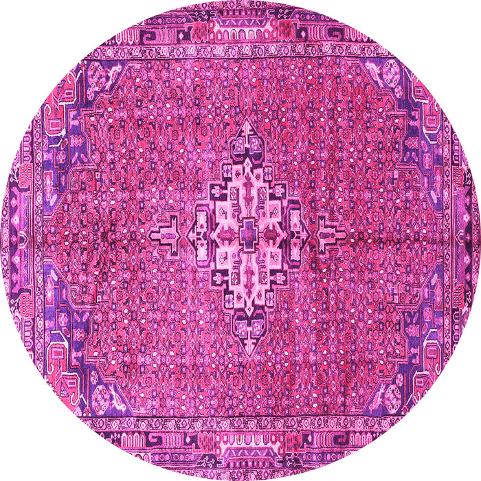 Round Machine Washable Persian Pink Traditional Rug, wshtr307pnk