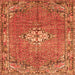 Round Machine Washable Persian Orange Traditional Area Rugs, wshtr307org