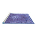 Sideview of Machine Washable Persian Blue Traditional Rug, wshtr307blu