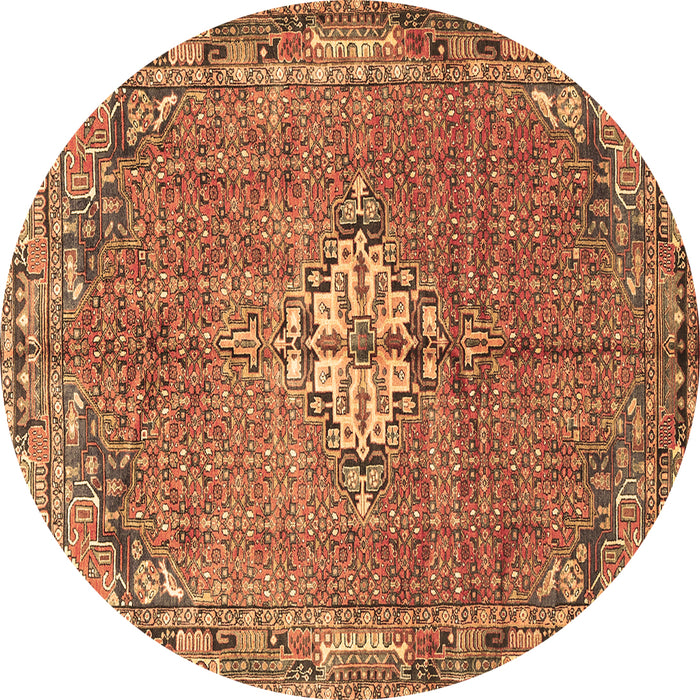 Round Persian Brown Traditional Rug, tr307brn