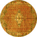 Round Persian Yellow Traditional Rug, tr307yw