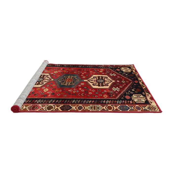 Sideview of Machine Washable Traditional Tomato Red Rug, wshtr3080