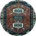 Round Machine Washable Persian Light Blue Traditional Rug, wshtr3080lblu