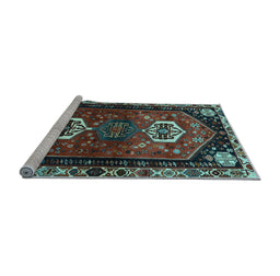 Sideview of Machine Washable Persian Light Blue Traditional Rug, wshtr3080lblu