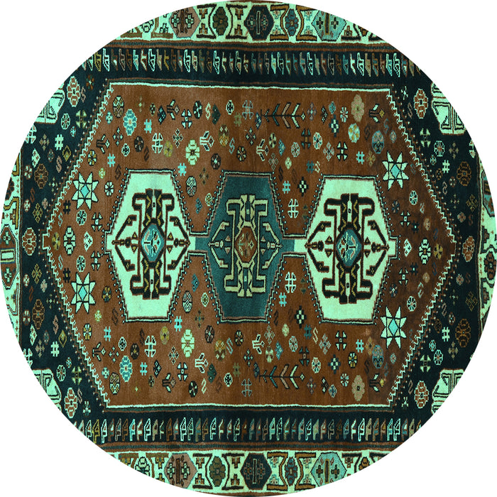 Round Machine Washable Persian Turquoise Traditional Area Rugs, wshtr3080turq